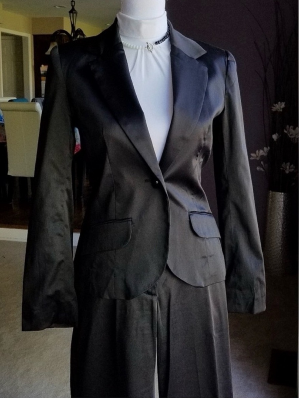 Black Satin Fitted Jacket from London